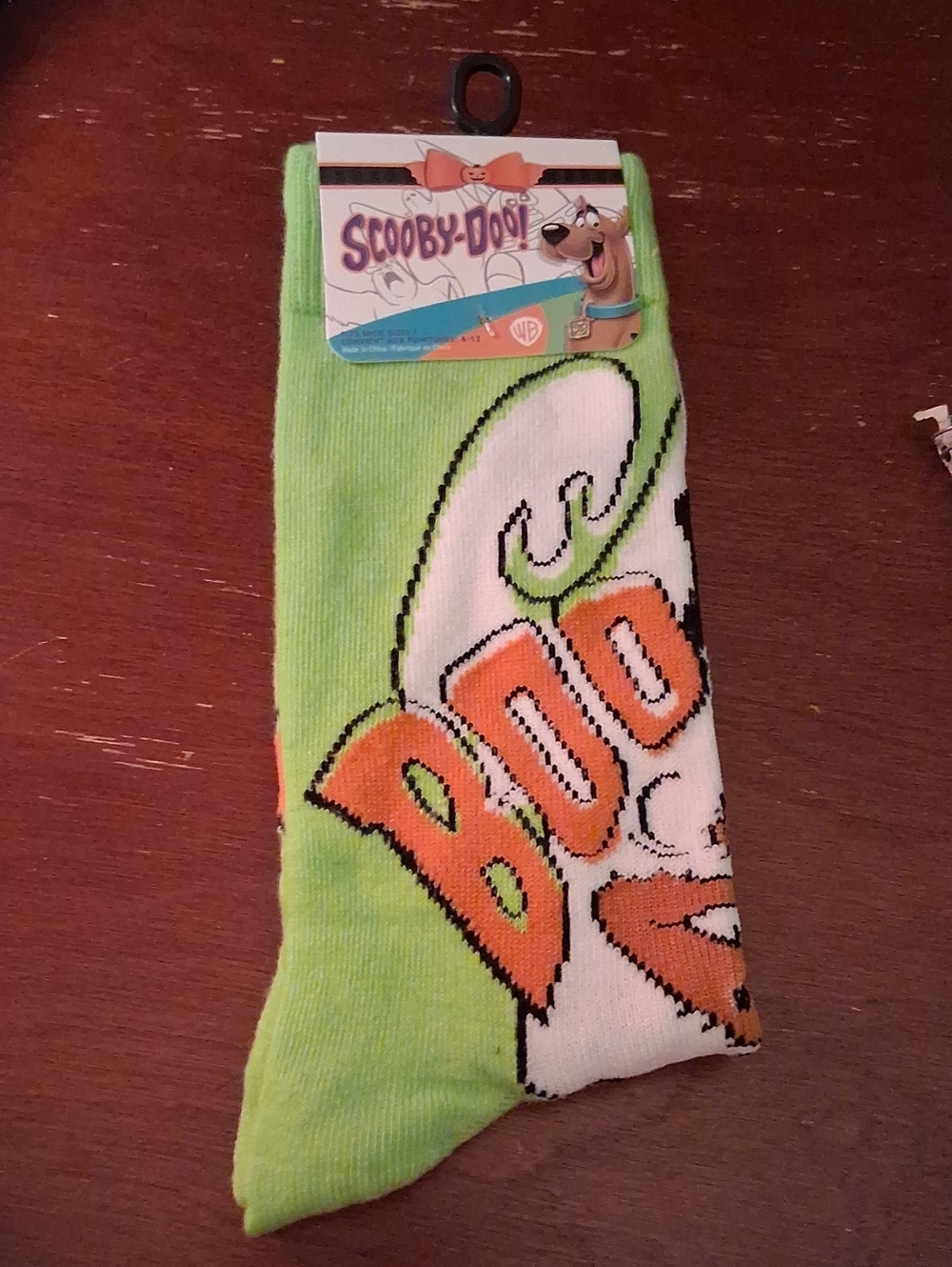 Scooby-Doo Boys Socks - Lime Green & White with Orange Logo